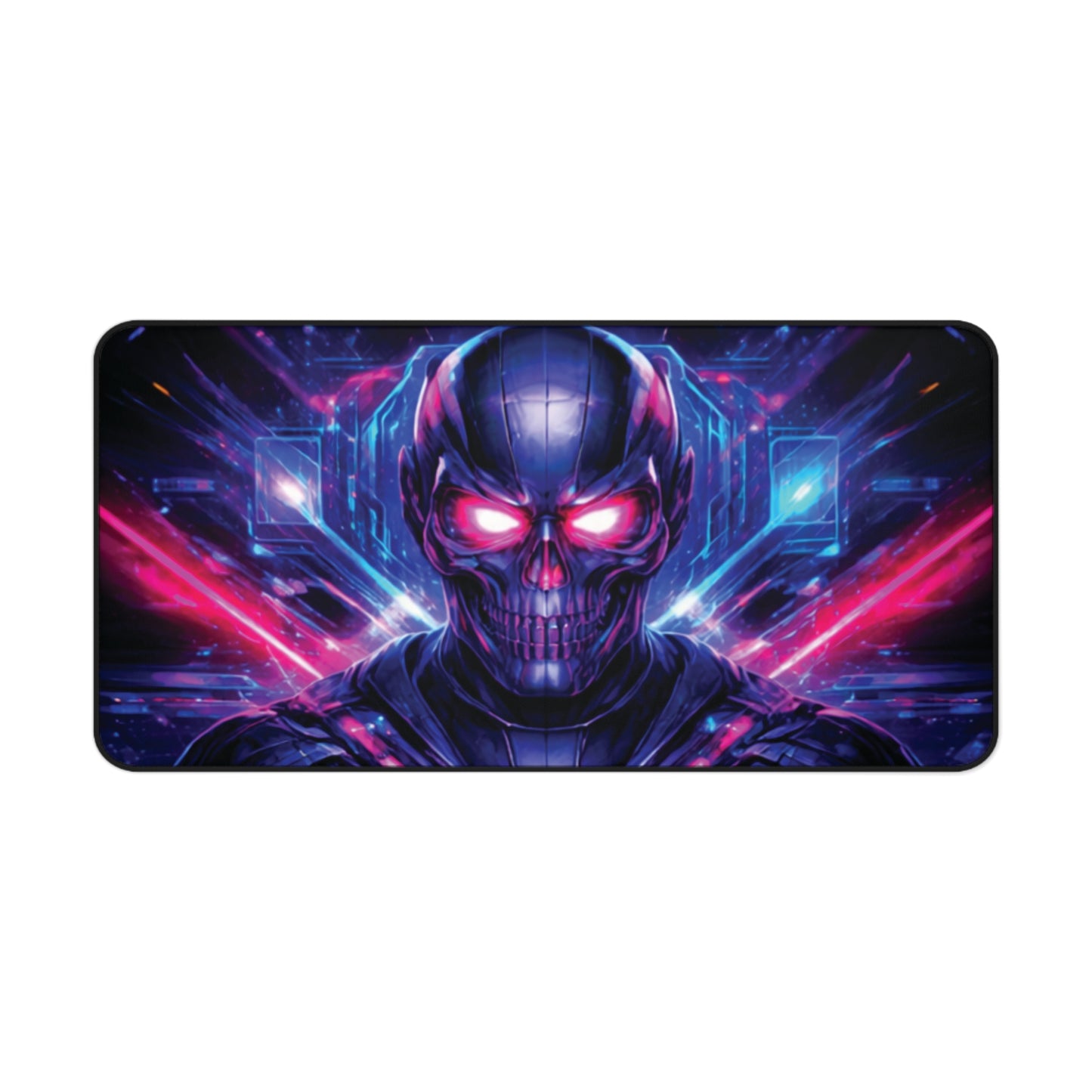 Gaming Desk Mat — Neon Cyber Skull RGB Mouse Pad for Gamers