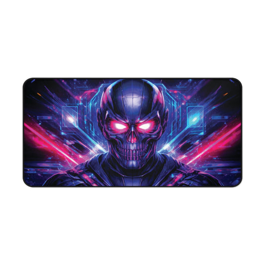 Gaming Desk Mat — Neon Cyber Skull RGB Mouse Pad for Gamers